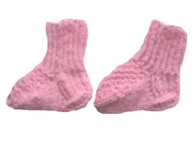 Носочки вязаные розовые, 100% мериносовая шерсть