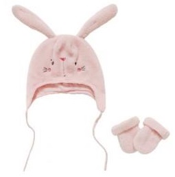 Комплект розовый "Кролик": шапочка и рукавички, 6-12 мес.,Mothercare
