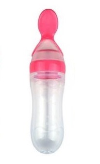Бутылочка Bertoni с насадкой ложка для введения прикорма, розовая
