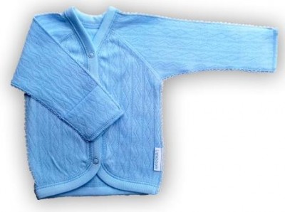 Кофточка "Ажур" голубая, интерлок, шов мережка, на рост ребенка 46 см, 50 см