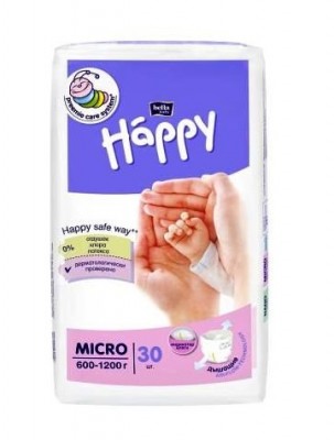 Bella baby Happy  Micro, вес от 600 до 1200 гр, 30 шт.