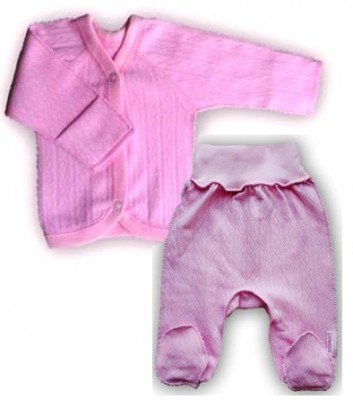  Комплект "Ажур Розовый" из интерлока: кофточка и штанишки со следом,  на рост 46 см