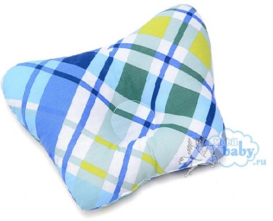  Ортопедическая подушка-бабочка для новорожденного, голубая клетка, 0-6 мес.