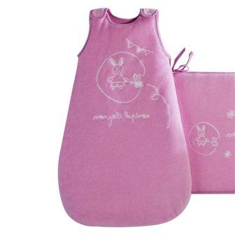 Конверт,  кокон-пеленка  «Зайка» велюровый  с вышивкой, утепленный, розовый,  Франция